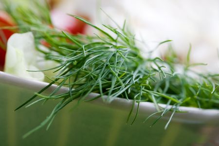 Feta salad with tomatoes and fresh dillの写真素材