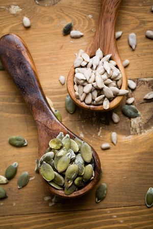 Healthy pumpkin and sunflower seedsの写真素材