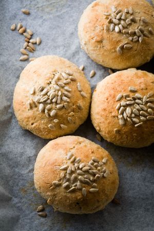 Homemade bread rolls with sonflower seeds