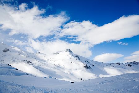 Beautiful alps landscape in sunny winter dayの写真素材
