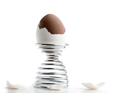 Chocolate easter egg in real egg shell