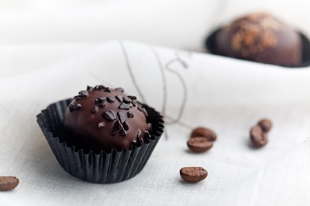 Close up of chocolate pralines with shallow focusの写真素材
