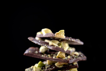 Homemade chocolate with crushed pistachios