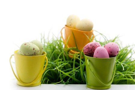 Easter decoration on white isolated background, selective focus