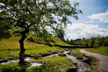 Beautiful landscape in Yorkshire Dales National Park in Englandの写真素材
