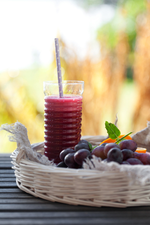 Homemade juice from fresh fruit and vegetableの写真素材