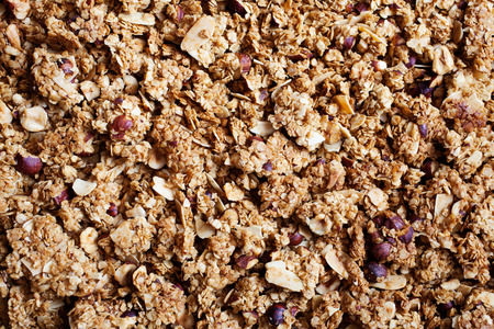 Homemade granola with hazelnuts and almondsの写真素材