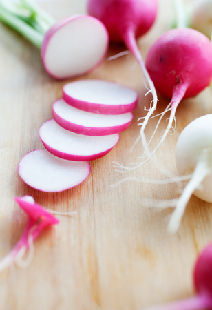 Fresh radishes from the home gardenの写真素材
