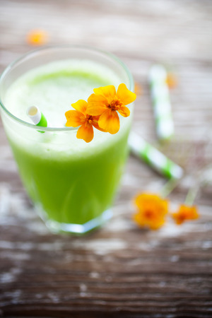 Healthy green juice from fruit and vegetableの写真素材
