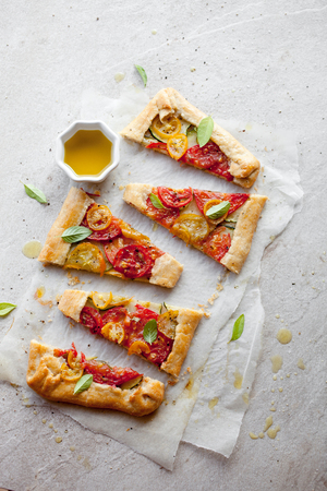 Homemade galette made from heirloom tomatoesの写真素材