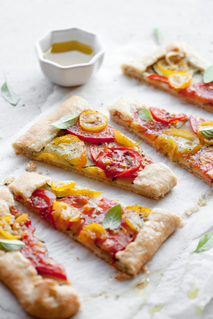 Homemade galette made from heirloom tomatoesの写真素材