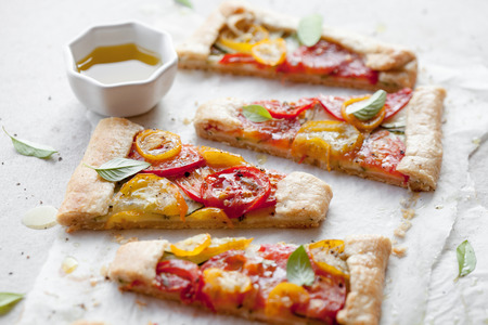 Homemade galette made from heirloom tomatoesの写真素材