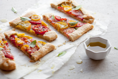 Homemade galette made from heirloom tomatoesの写真素材