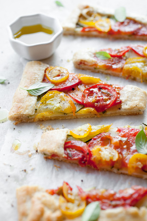 Homemade galette made from heirloom tomatoesの写真素材