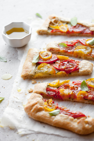 Homemade galette made from heirloom tomatoesの写真素材