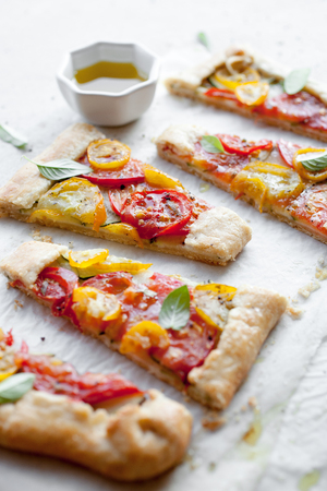 Homemade galette made from heirloom tomatoesの写真素材