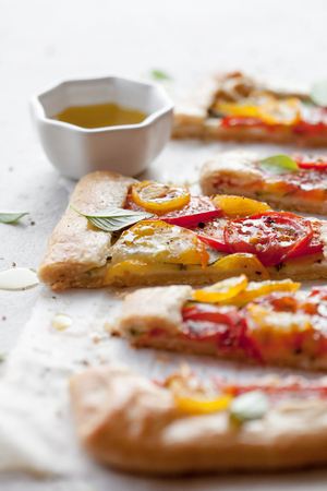 Homemade galette made from heirloom tomatoesの写真素材