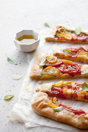 Homemade galette made from heirloom tomatoesの写真素材