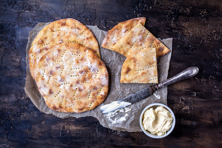 Homemade flatbread made from leftover mashed potatoes