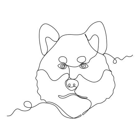 Husky. Single line. This is a simple and clean vector illustration with one contnious line of a husky dogのイラスト素材