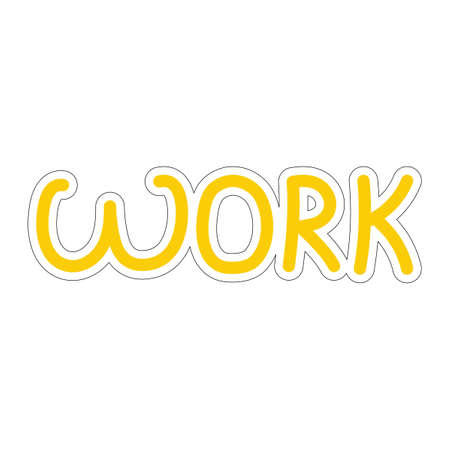 Lettering work word. sticker. yellow lettersのイラスト素材