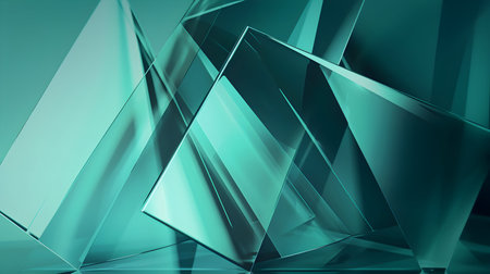 3D Render of Teal Abstract Ethereal Glass Shards Backgroundの素材