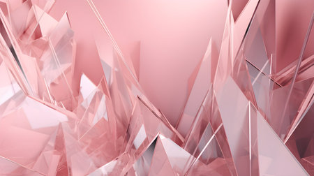 3D Render of Pink Abstract Ethereal Glass Shards Backgroundの素材
