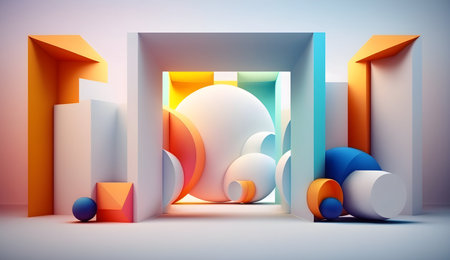 Orange and Blue Abstract Geometric Rendered Backgroundの素材