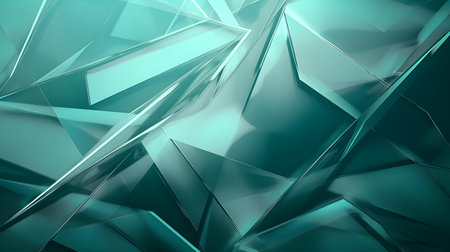 3D Render of Teal Abstract Ethereal Glass Shards Backgroundの素材