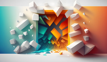 Orange and Teal Abstract Geometric Rendered Backgroundの素材