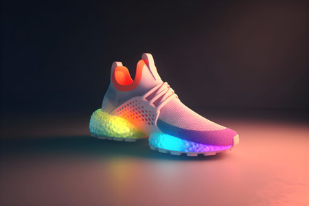 3D Render of Colorful Futuristic Sneaker Product Photoの素材