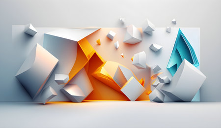 Orange and Blue Abstract Geometric Rendered Backgroundの素材