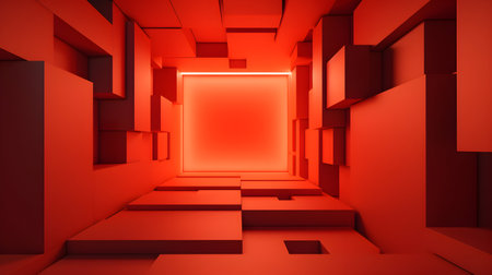 Abstract red interior background, 3d rendering. Computer digital drawing.の素材