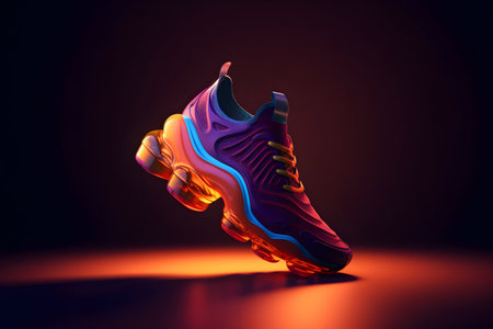 3D Render of Colorful Futuristic Sneaker Product Photoの素材
