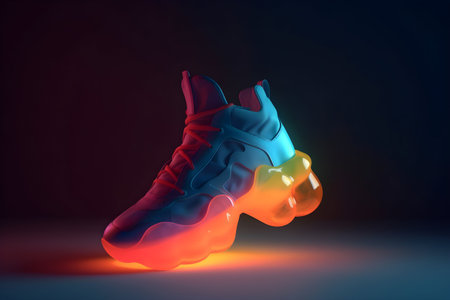 3D Render of Colorful Futuristic Sneaker Product Photoの素材