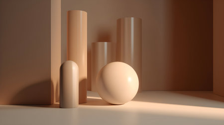 3d rendering of abstract geometric forms. Minimal scene with podium for product presentation.の素材