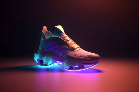 3D Render of Colorful Futuristic Sneaker Product Photoの素材