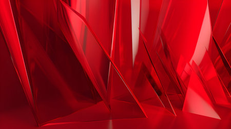 3D Render of Red Abstract Ethereal Glass Shards Backgroundの素材