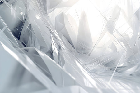 3D Render of white Abstract Ethereal Glass Shards Backgroundの写真素材