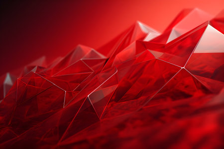 3D Render of red Abstract Ethereal Glass Shards Backgroundの写真素材