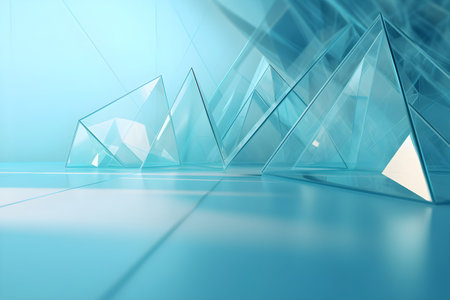 3D Render of blue Abstract Ethereal Glass Shards Backgroundの写真素材