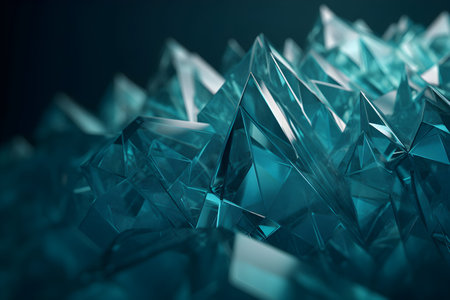 3D Render of teal Abstract Ethereal Glass Shards Backgroundの写真素材