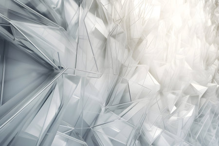 3D Render of white Abstract Ethereal Glass Shards Backgroundの写真素材