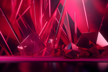 3D Render of magenta Abstract Ethereal Glass Shards Backgroundの写真素材