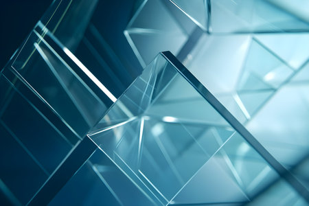 3D Render of blue Abstract Ethereal Glass Shards Backgroundの写真素材