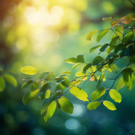 Bokeh Blur Nature Leaves Trees Organic, AI Generated Photoの素材