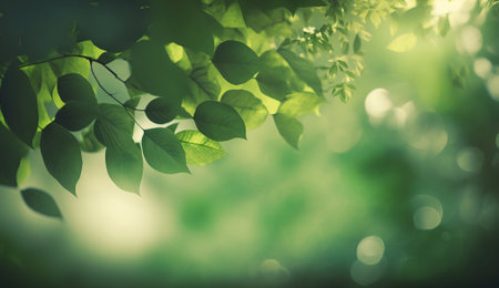 Bokeh Blur Nature Leaves Trees Organic, AI Generated Photoの素材