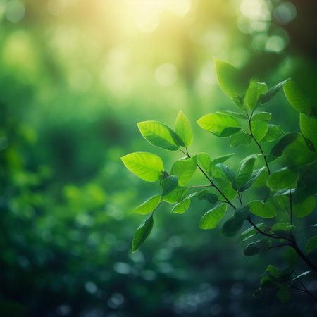 Bokeh Blur Nature Leaves Trees Organic, AI Generated Photoの素材