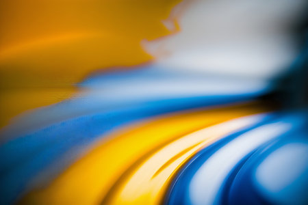 Ambient Yellow and Blue Swoosh Bokeh Blurred Depth of Field, Generative AI Photoの素材