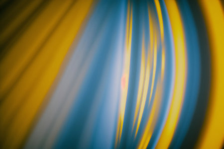 Ambient Yellow and Blue Swoosh Bokeh Blurred Depth of Field, Generative AI Photoの素材